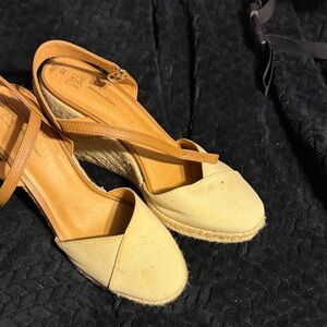 Women's Tan Espadrille Wedge Sandals